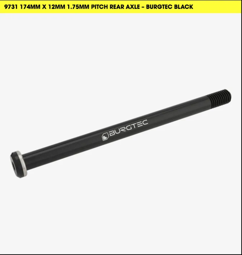 Burgtec - 174mm x 12mm 1.75mm Pitch Rear Axle - Burgtec Black